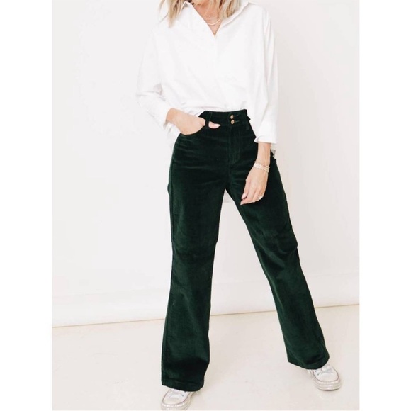 NEW JUDY BLUE green corduroy wide leg trouser in emerald size 14W NWT - Picture 1 of 12